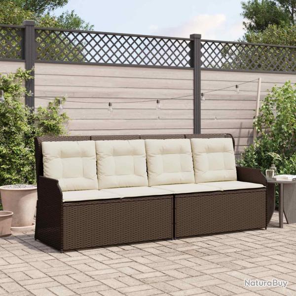 Banc 2 places, marron et blanc cr�me, en polyrotin, pour le salon