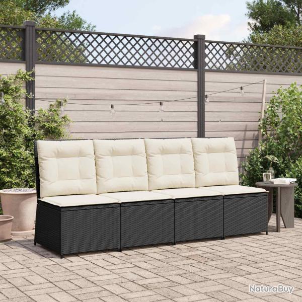 Canap� de avec coussin Noir et blanc cr�me polyrotin