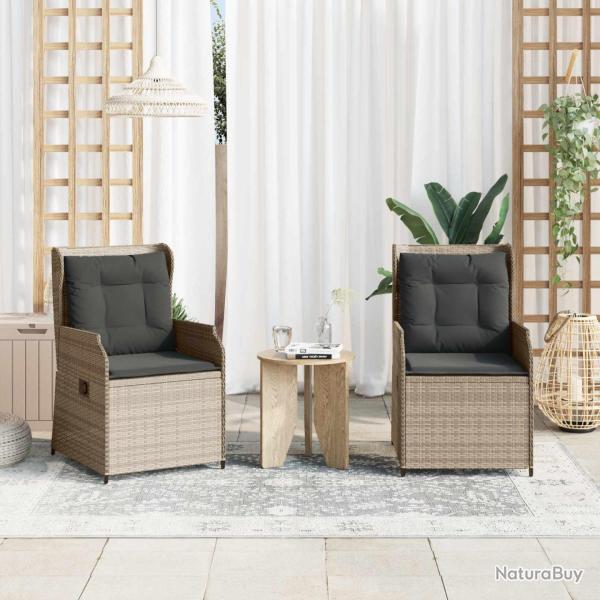 Banc de 2 pcs Gris clair polyrotin