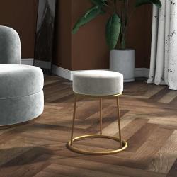 Tabouret rond Gris clair Velours