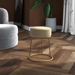 Tabouret rond Gris fonc&eacute; Velours