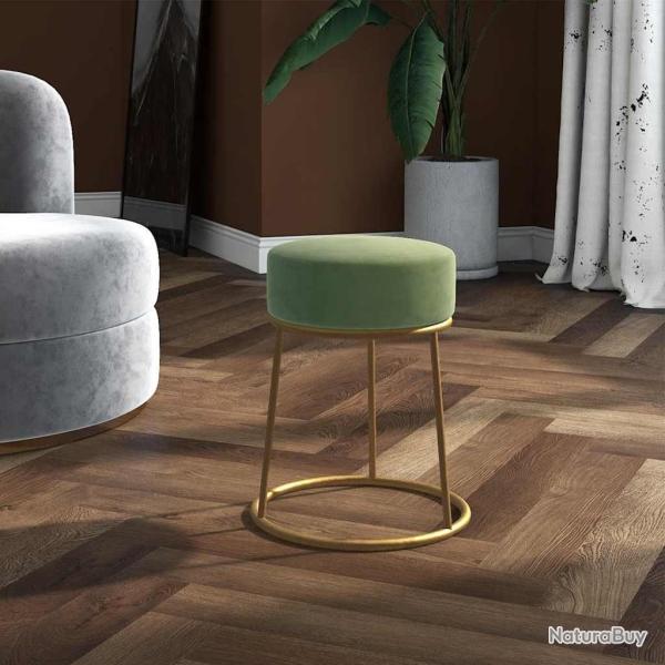Tabouret rond Vert moutarde Velours