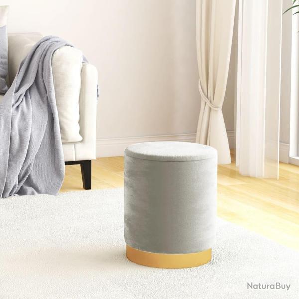 Tabouret de rangement rond Gris clair Velours 31 x 37 cm