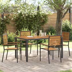 Chaises empilables de 4 pcs Marron et Noir