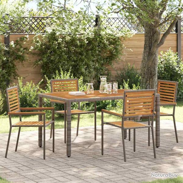 Chaises empilables de 4 pcs Marron et gris
