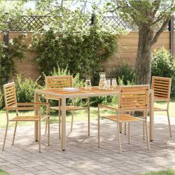 Chaises empilables de 4 pcs Marron et beige