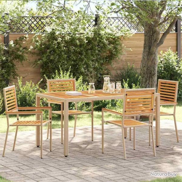 Chaises empilables de 4 pcs Marron et beige