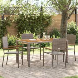 Chaises empilables de 4 pcs Gris et marron