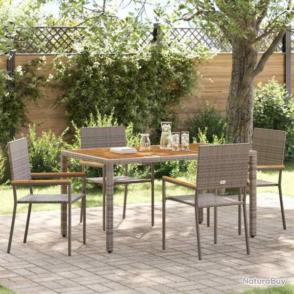 Chaises empilables de 4 pcs Gris et marron