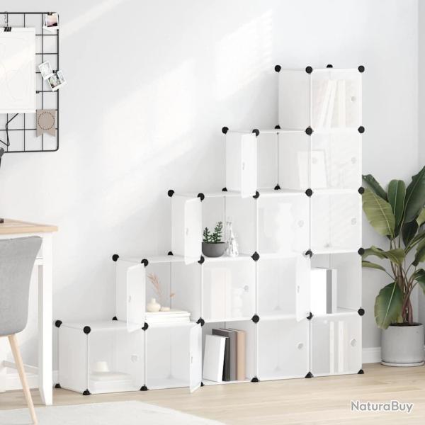 Organiseur de rangement en cube avec 15 cubes et portes en PP transparent