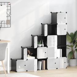 Cubes de rangement 15 pcs avec portes Noir PP