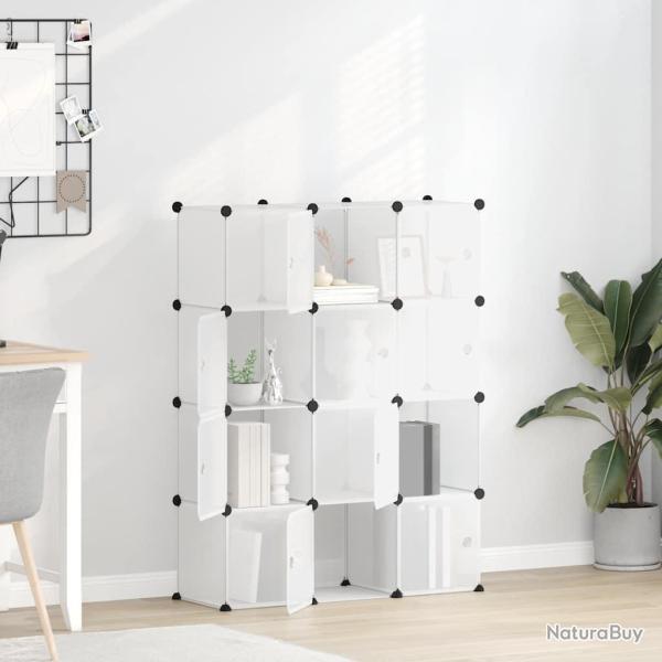 Organiseur de rangement en cube avec 12 cubes et portes en PP transparent