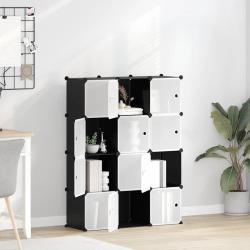 Cubes de rangement 12 pcs avec portes noir PP