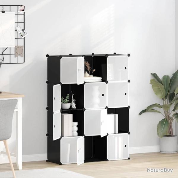 Cubes de rangement 12 pcs avec portes noir PP