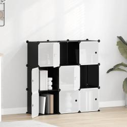 Cubes de rangement 9 pcs avec portes noir PP