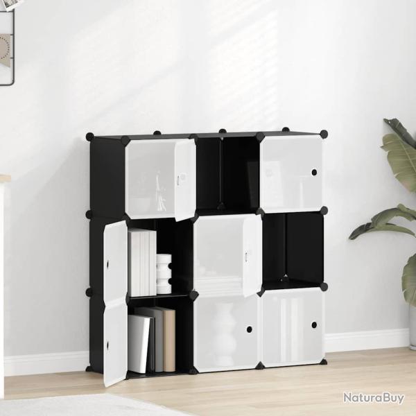 Cubes de rangement 9 pcs avec portes noir PP
