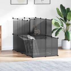 Cage pour petits animaux Noir 142x74x93 cm PP et Acier