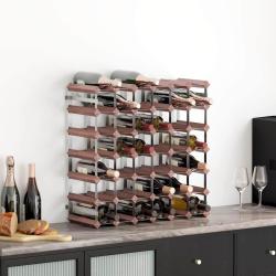 Casier &agrave; bouteilles pour 42 bouteilles Marron Bois pin solide