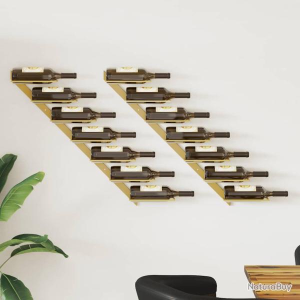 Casier � vin mural pour 7 bouteilles 2 pcs Dor� M�tal