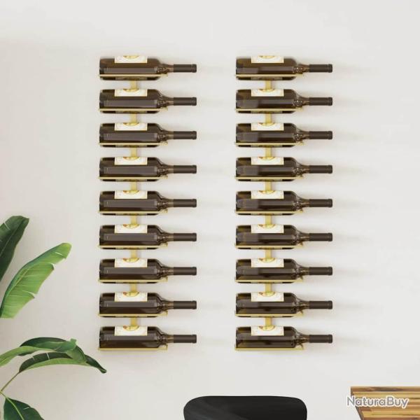 Casier � vin mural pour 9 bouteilles 2 pcs Dor� Fer