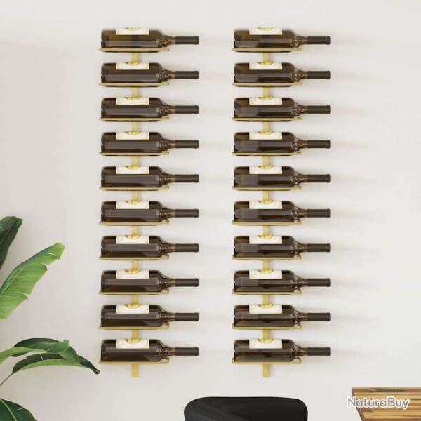 Casier � vin mural pour 10 bouteilles 2 pcs Dor� M�tal