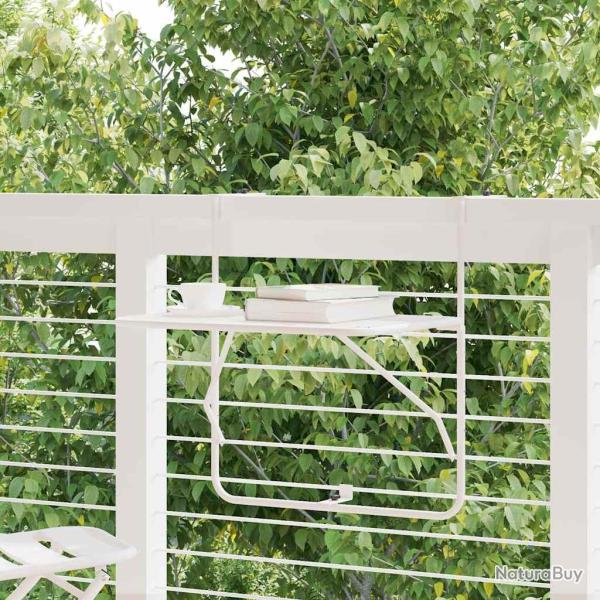 Table de balcon blanche en acier, 60 � 40 cm