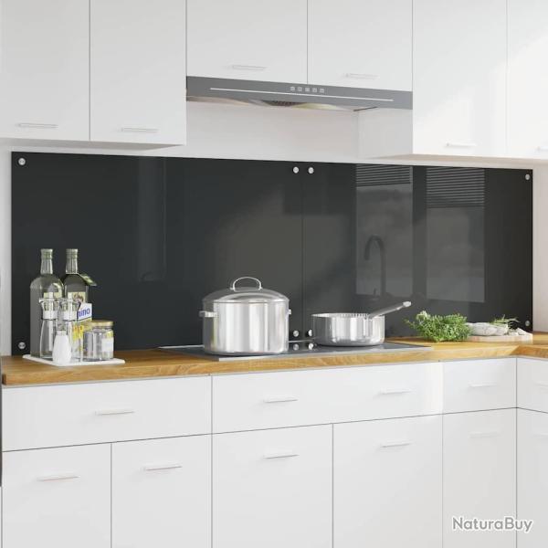 Cr�dence de cuisine 2 pcs Gris fonc� 100 x 60 cm verre tremp�