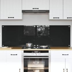 Cr&eacute;dence de cuisine 2 pcs Noir 80 x 50 cm verre tremp&eacute;