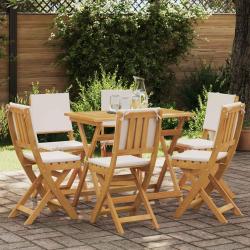 Chaises de bistrot d'ext&eacute;rieur avec coussin 6 pcs Cr&egrave;me blanc