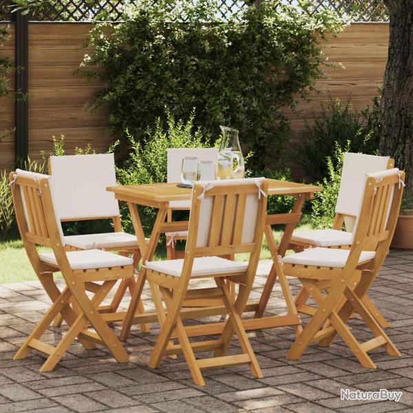 Chaises de bistrot d'ext�rieur avec coussin 6 pcs Cr�me blanc