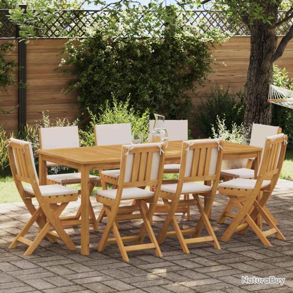 Chaises de bistrot d'ext�rieur avec coussin 8 pcs Cr�me blanc