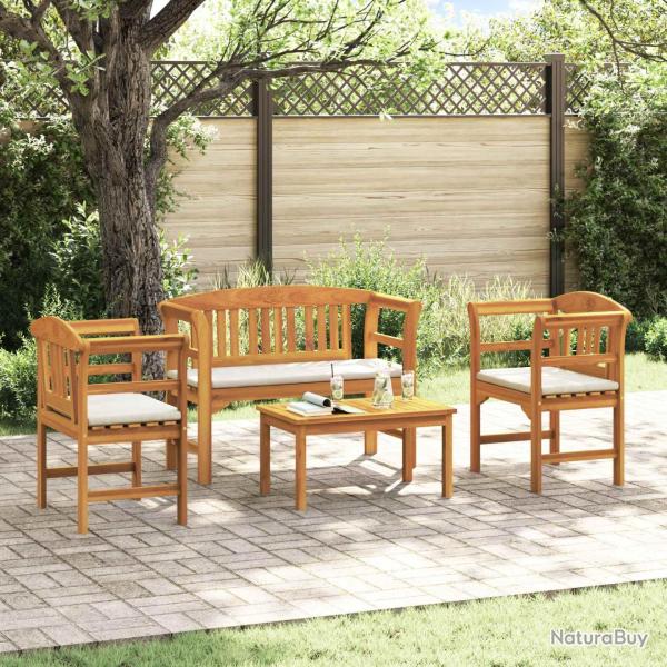 Ensemble de salon, 4 pi�ces, en bois d'acacia massif, rose