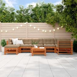 Ensemble de salon de 8 pcs Brun Cir&eacute; Bois de pin massif
