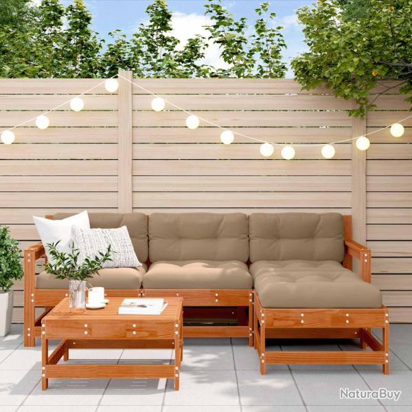 Ensemble de salon de 5 pcs Pin brun cir�