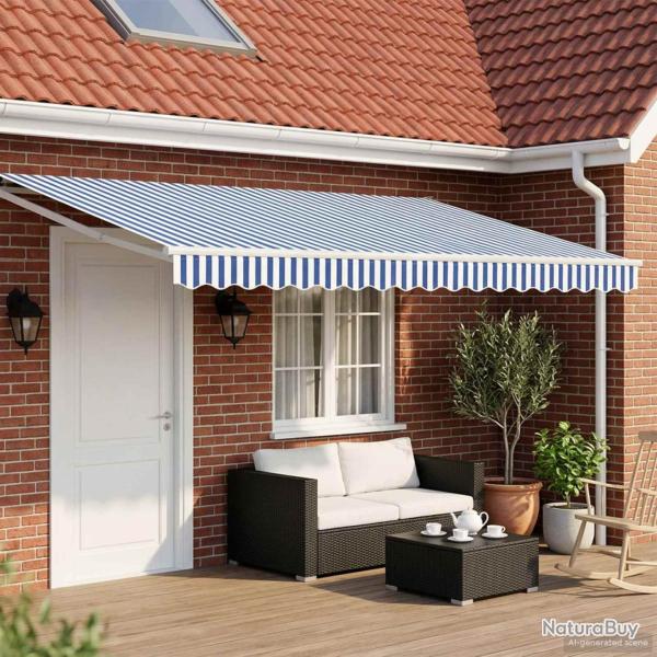 Auvent r�tractable Bleu et Blanc 4 x 2 m