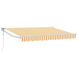 Auvent r&eacute;tractable Jaune et blanc 2,5 x 2 m Polyester et m&eacute;tal