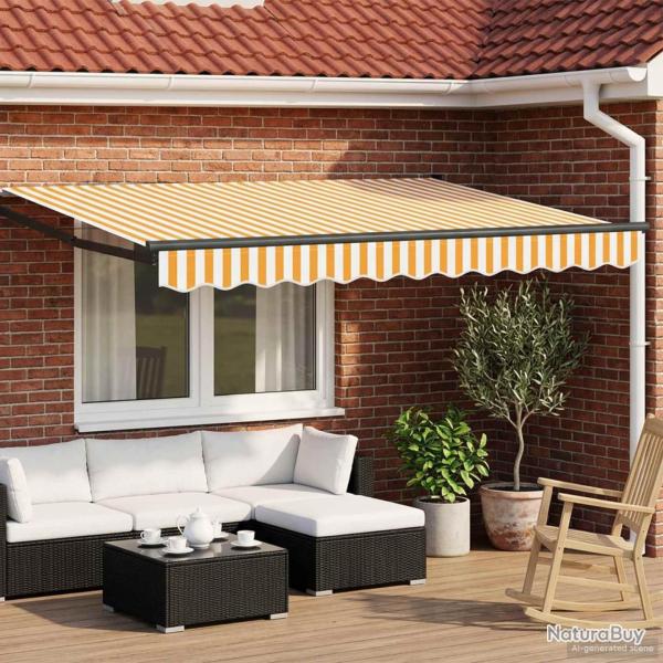 Auvent Jaune et blanc 3,5 x 2 m Polyester et m�tal