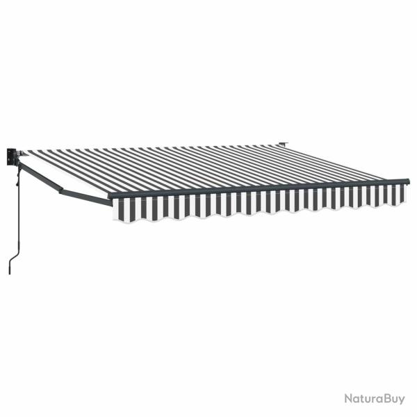 Store banne �lectrique � rayures anthracite et blanches, pour la terrasse, 3,5 � 2 m