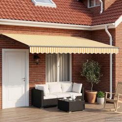 Auvent Jaune et blanc 4 x 2 m Polyester et m&eacute;tal