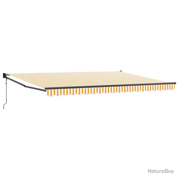 Auvent r�tractable Jaune et blanc 4 x 2 m Polyester et m�tal