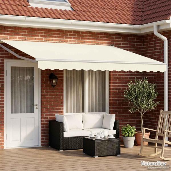 Store r�tractable manuel avec LEDs Cr�me et Blanc 4 x 2 m