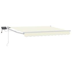 Store r&eacute;tractable manuel avec LEDs Cr&egrave;me et Blanc 3 x 2,5 m
