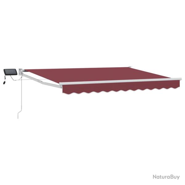 Store r�tractable manuel avec LEDs Bourgogne et Blanc 3 x 2,5 m