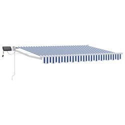 Store r&eacute;tractable manuel avec LEDs Bleu et Blanc 3,5 x 2,5 m