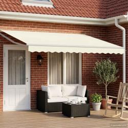 Store r&eacute;tractable manuel avec LEDs Cr&egrave;me et Blanc 4 &times; 3 m