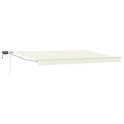 Store r&eacute;tractable manuel avec LEDs Cr&egrave;me et Blanc 4 &times; 3 m
