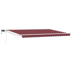Store r&eacute;tractable manuel avec LEDs Bourgogne et Blanc 4 &times; 3 m