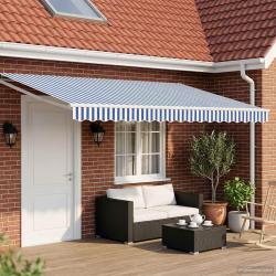 Store r&eacute;tractable manuel avec LEDs Bleu et Blanc 4,5 &times; 3 m