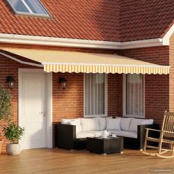 Store r&eacute;tractable manuel avec LEDs Orange et Blanc 4,5 &times; 3 m