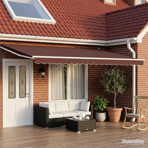 Store r�tractable manuel avec LEDs Marron et blanc 4,5 � 3 m